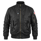 Lorenzo | MA 1 Flight Jacket for Men - Nylon Bomber Water Resistant Ribbed Cuff Classic Fit-Tactical Jackets-Black-M-Camoufit