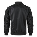 Lorenzo | MA 1 Flight Jacket for Men - Nylon Bomber Water Resistant Ribbed Cuff Classic Fit-Tactical Jackets-Black-M-Camoufit