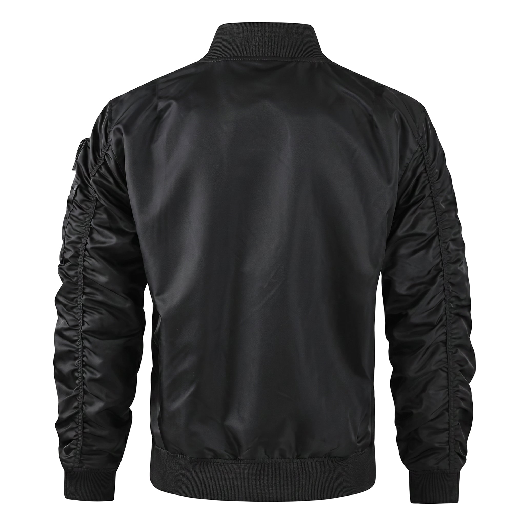 Lorenzo | MA 1 Flight Jacket for Men - Nylon Bomber Water Resistant Ribbed Cuff Classic Fit-Tactical Jackets-Black-M-Camoufit