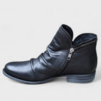Damaris | Women's Side Zip Ankle Boots - Low Block Heel Casual Booties