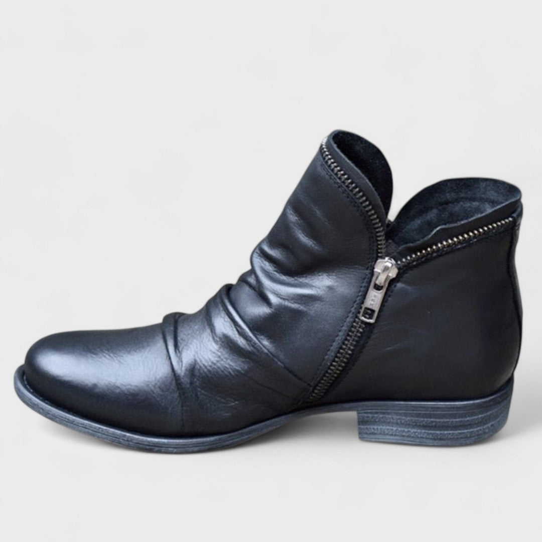 Damaris | Women's Side Zip Ankle Boots - Low Block Heel Casual Booties