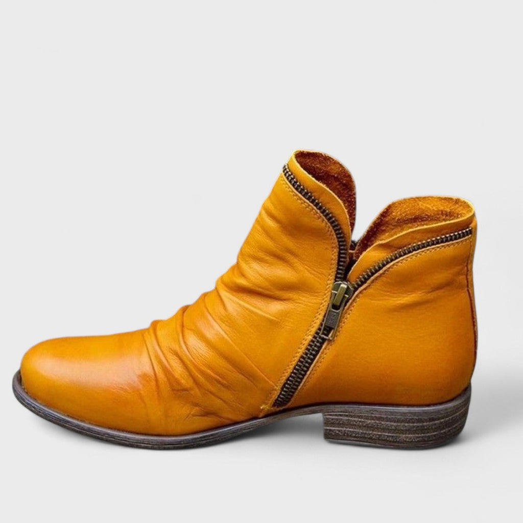 Damaris | Women's Side Zip Ankle Boots - Low Block Heel Casual Booties
