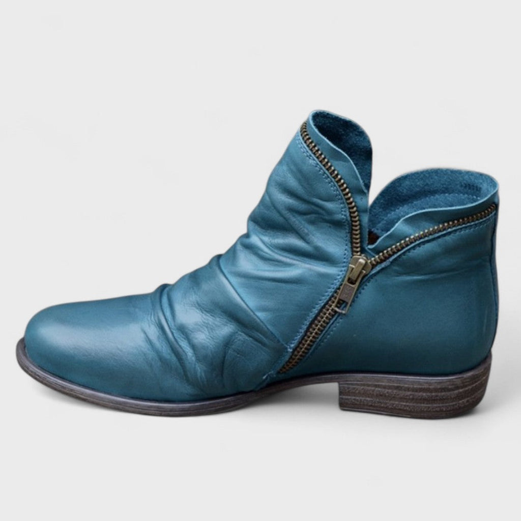 Damaris | Women's Side Zip Ankle Boots - Low Block Heel Casual Booties