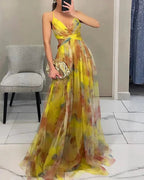Women's Floral Maxi Dress – Effortless Elegance Summer Style-Summer Dress-Yellow-S-