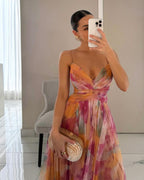 Women's Floral Maxi Dress – Effortless Elegance Summer Style-Summer Dress-Orange-S-