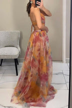 Women's Floral Maxi Dress – Effortless Elegance Summer Style-Summer Dress-Orange-S-