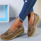 Orelia | Women's Leather Moccasins – Orthopedic Support Flexible Fit-Women's Loafers-Brown-4-