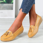 Orelia | Women's Leather Moccasins – Orthopedic Support Flexible Fit-Women's Loafers-Yellow-4-