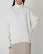 Yavina | Women's Oversized Roll Neck Skivvy Jumper Drop Shoulder Ribbed Knit Cosy Pullover-Women's Sweater-White-S-