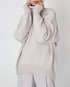Yavina | Women's Oversized Roll Neck Skivvy Jumper Drop Shoulder Ribbed Knit Cosy Pullover-Women's Sweater-Light Gray-S-