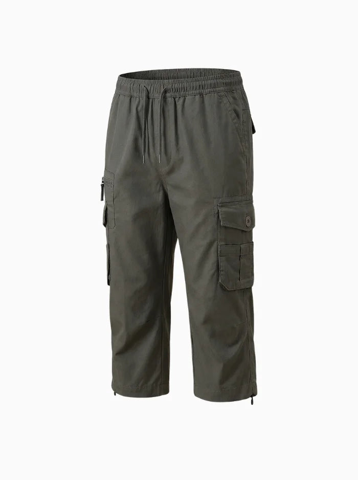 Marcus Men's Long Cotton Cargo Shorts-Cargo Shorts-CAMOUFIT-Gray-M-Camoufit