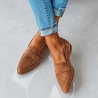 Naurelle | Suede Loafers for Women – Cushioned Slip-On Comfort Fit-Women's Loafers-Brown-4-Camoufit