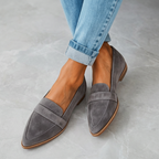 Naurelle | Suede Loafers for Women – Cushioned Slip-On Comfort Fit-Women's Loafers-Gray-4-Camoufit