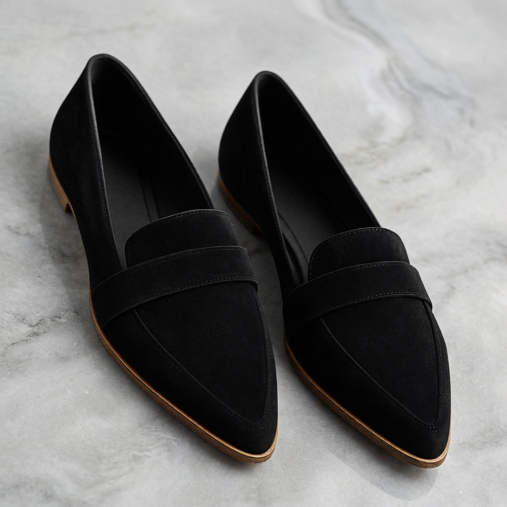 Naurelle | Suede Loafers for Women – Cushioned Slip-On Comfort Fit-Women's Loafers-Black-4-Camoufit