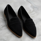 Naurelle | Suede Loafers for Women – Cushioned Slip-On Comfort Fit-Women's Loafers-Black-4-Camoufit