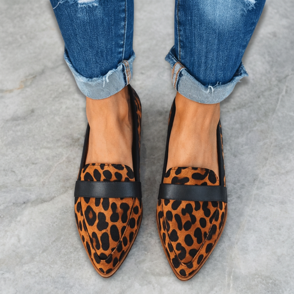 Naurelle | Suede Loafers for Women – Cushioned Slip-On Comfort Fit-Women's Loafers-Leopard-4-Camoufit