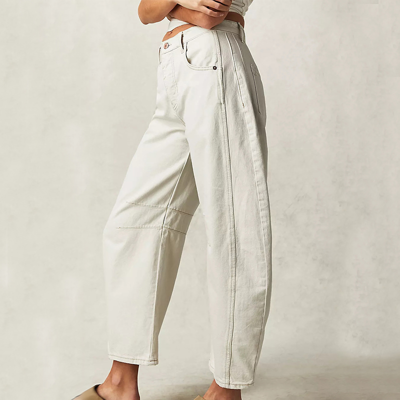 Roséa | Wide Leg Jeans for Women – Washed Denim Cropped Fit-Women's Jeans-Taupe Gray-S-Camoufit