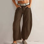 Roséa | Wide Leg Jeans for Women – Washed Denim Cropped Fit-Women's Jeans-Coffee-S-Camoufit