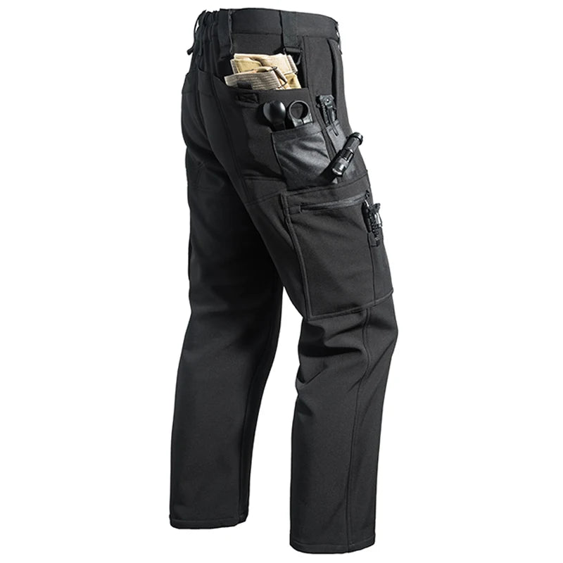 Mens Waterproof Fleece Lined Tactical Cargo Pants Outdoor Hiking Trousers-Tactical Cargo Pants-CAMOUFIT-Black-S-Camoufit