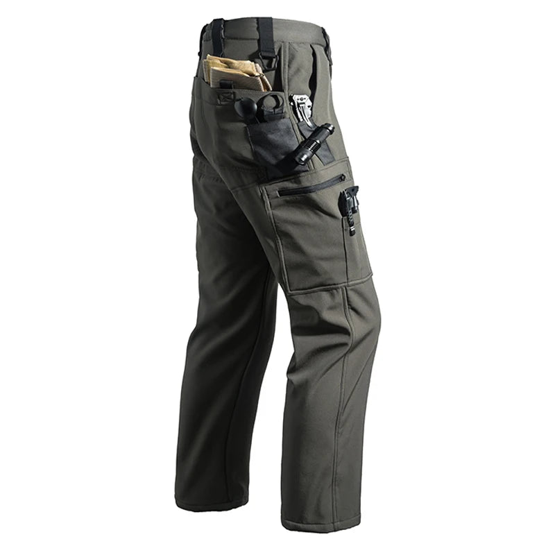Mens Waterproof Fleece Lined Tactical Cargo Pants Outdoor Hiking Trousers-Tactical Cargo Pants-CAMOUFIT-Grey-S-Camoufit