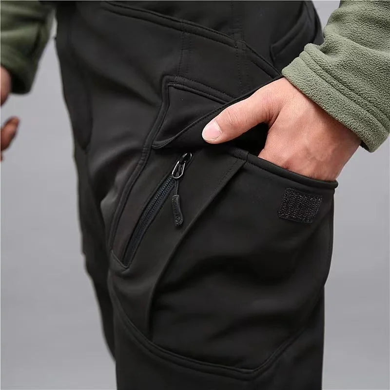 Mens Waterproof Fleece Lined Tactical Cargo Pants Outdoor Hiking Trousers-Tactical Cargo Pants-CAMOUFIT-Green-S-Camoufit
