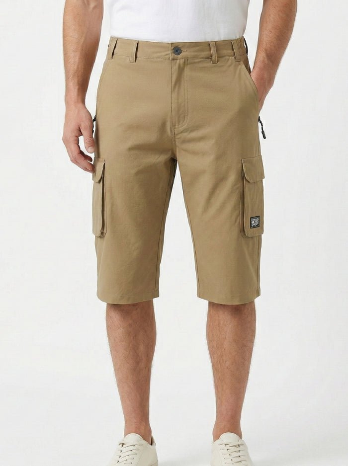 Men’s Lightweight Quick-Dry Stretch Cargo Shorts-Cargo Shorts-CAMOUFIT-Khaki-M-Camoufit