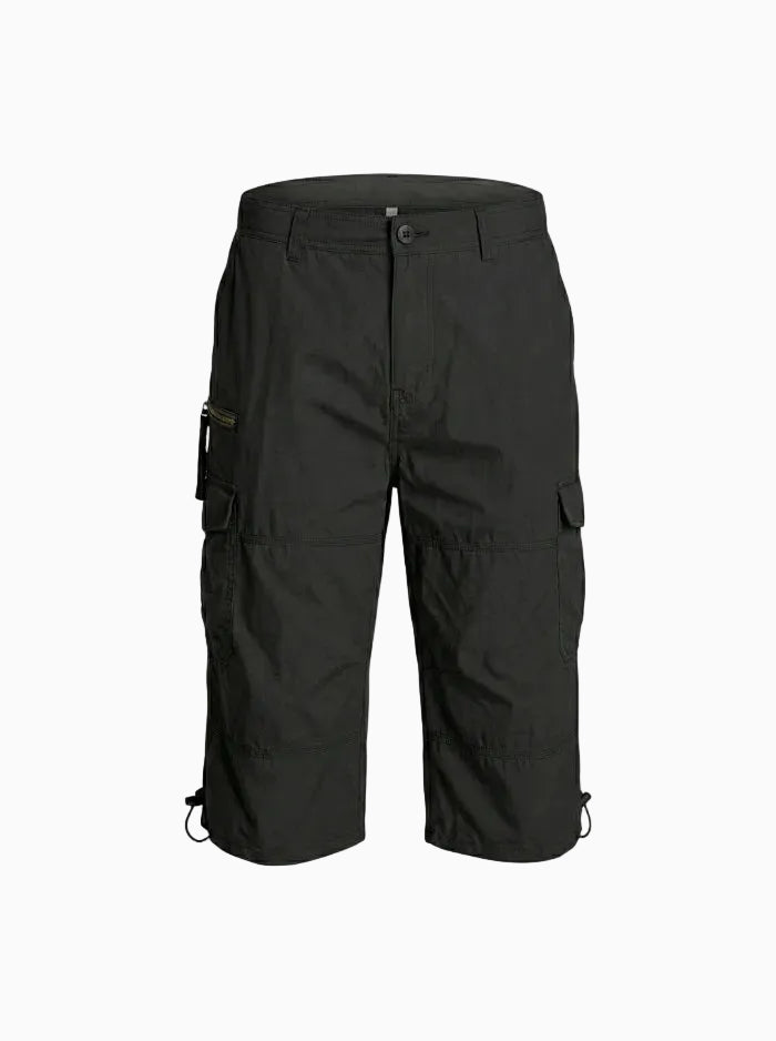 Men’s Below Knee Cotton Cargo Capris-Cargo Shorts-CAMOUFIT-Black-M-Camoufit