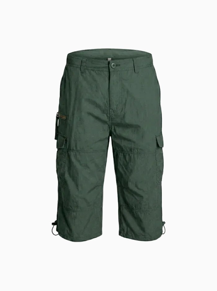 Men’s Below Knee Cotton Cargo Capris-Cargo Shorts-CAMOUFIT-Green-M-Camoufit