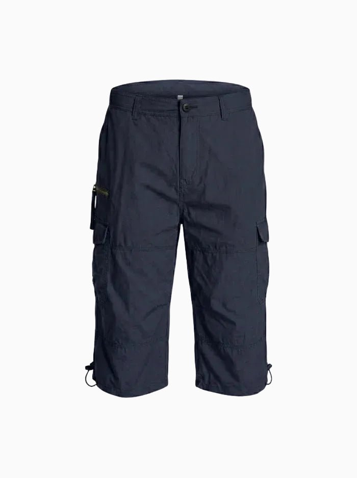 Men’s Below Knee Cotton Cargo Capris-Cargo Shorts-CAMOUFIT-Navy-M-Camoufit