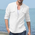Adrian Men's Long Sleeve Shirt Cotton Blend-Men's Long Sleeve Shirt-CAMOUFIT-White-M-Camoufit