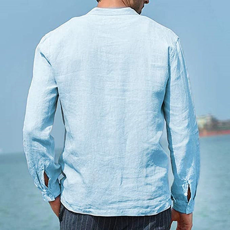 Adrian Men's Long Sleeve Shirt Cotton Blend-Men's Long Sleeve Shirt-CAMOUFIT-White-M-Camoufit