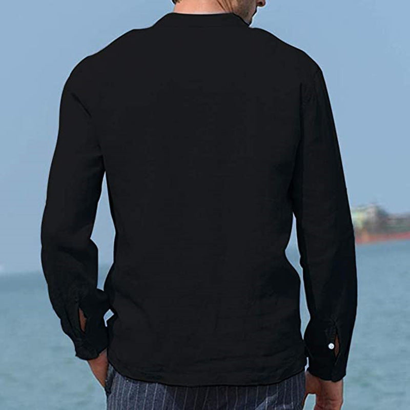 Adrian Men's Long Sleeve Shirt Cotton Blend-Men's Long Sleeve Shirt-CAMOUFIT-White-M-Camoufit