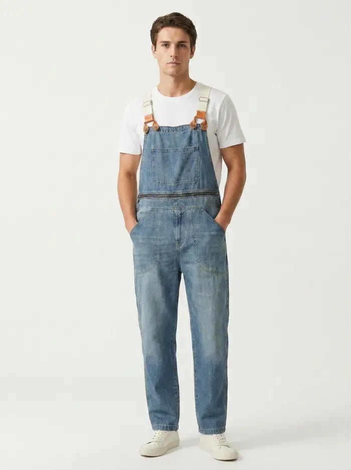 Men's Classic Workwear Denim Overalls-Jumpsuits & Overalls-CAMOUFIT-Light Blue-S-Camoufit