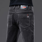 Luca Men's Corduroy Trousers – Slim Fit 5-Pocket Stretch Pants-Men's Corduroy Trousers-CAMOUFIT-Dark Gray-28-Camoufit