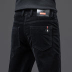Luca Men's Corduroy Trousers – Slim Fit 5-Pocket Stretch Pants-Men's Corduroy Trousers-CAMOUFIT-Black-28-Camoufit