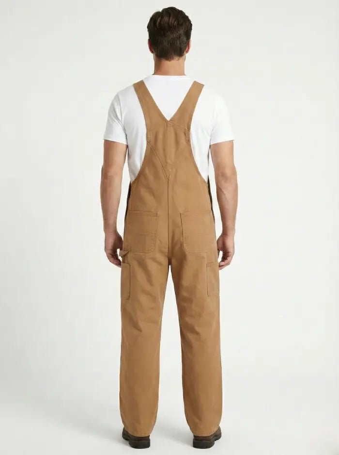 Men's Duck Bib Overalls Canvas Workwear Dungarees-Jumpsuits & Overalls-CAMOUFIT-Camel-S-Camoufit