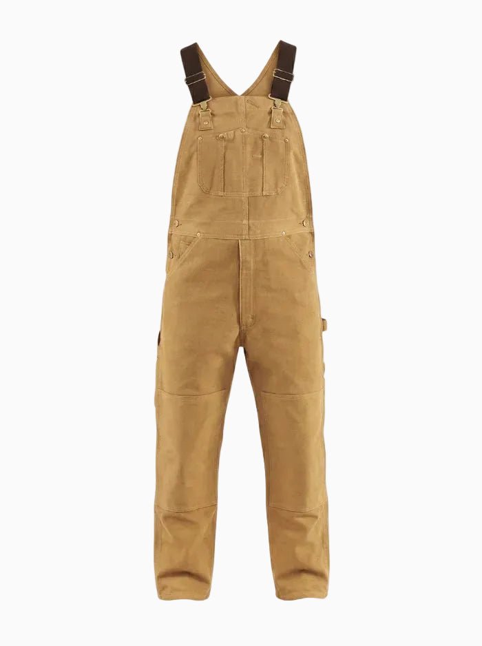 Men's Duck Bib Overalls Canvas Workwear Dungarees-Jumpsuits & Overalls-CAMOUFIT-Camel-S-Camoufit