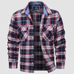 Ethan Men's Classic Cotton Plaid Flannel Shirt-Men's Flannel Jacket-CAMOUFIT-Red White-S-Camoufit