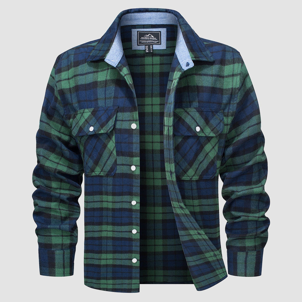 Ethan Men's Classic Cotton Plaid Flannel Shirt-Men's Flannel Jacket-CAMOUFIT-Green-S-Camoufit