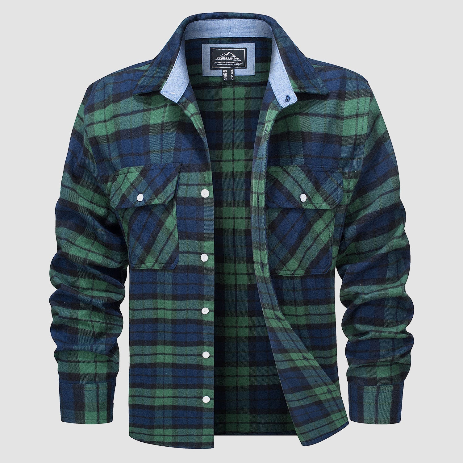 Ethan Men's Classic Cotton Plaid Flannel Shirt-Men's Flannel Jacket-CAMOUFIT-Green-S-Camoufit