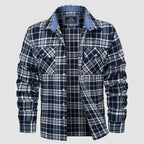 Ethan Men's Classic Cotton Plaid Flannel Shirt-Men's Flannel Jacket-CAMOUFIT-Navy-S-Camoufit