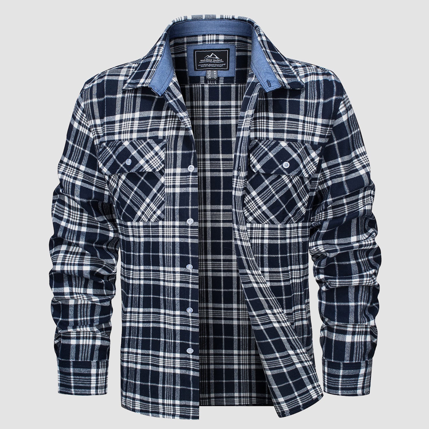 Ethan Men's Classic Cotton Plaid Flannel Shirt-Men's Flannel Jacket-CAMOUFIT-Navy-S-Camoufit