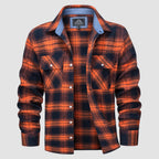 Ethan Men's Classic Cotton Plaid Flannel Shirt-Men's Flannel Jacket-CAMOUFIT-Orange-S-Camoufit