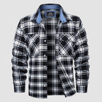 Ethan Men's Classic Cotton Plaid Flannel Shirt-Men's Flannel Jacket-CAMOUFIT-Black-S-Camoufit