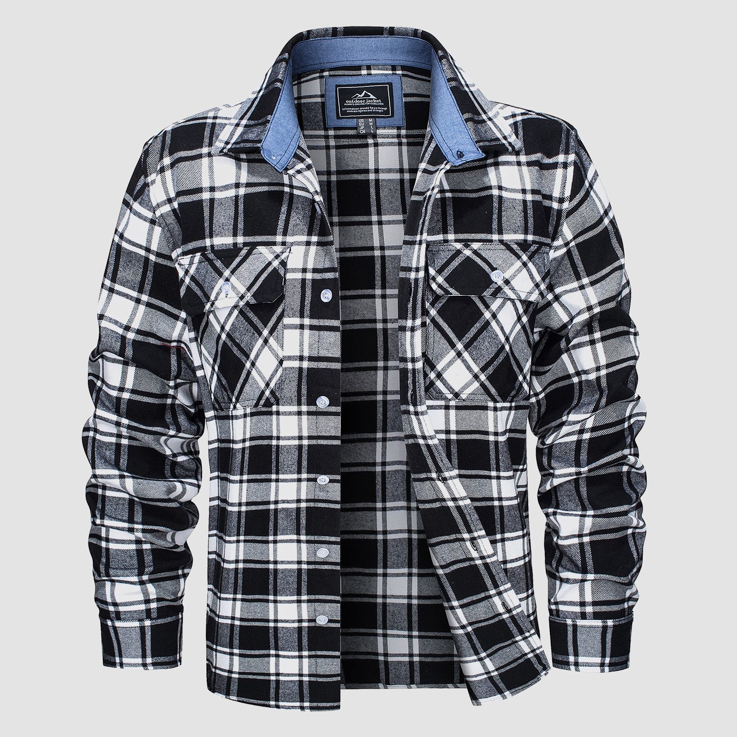 Ethan Men's Classic Cotton Plaid Flannel Shirt-Men's Flannel Jacket-CAMOUFIT-Black-S-Camoufit