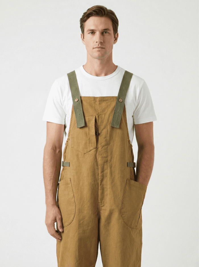 Men's Loose Stretch Overalls with Unique Pocket-Jumpsuits & Overalls-CAMOUFIT-Brown-S(Jeans 31)-Camoufit