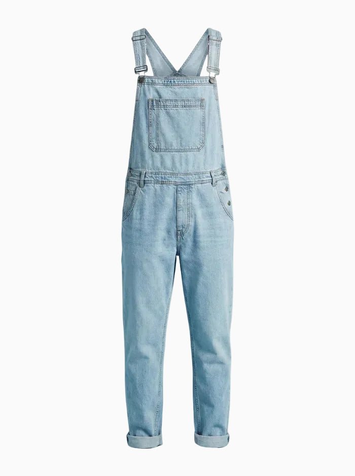 Men's Medium Wash Denim Bib Overalls-Jumpsuits & Overalls-CAMOUFIT-Medium Blue-S(Jeans 28)-Camoufit