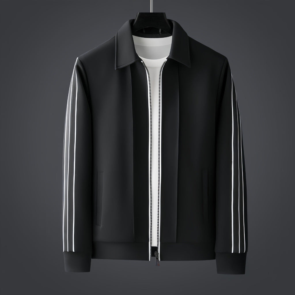 Men's Track Set – Athletic Stripe Flexible Comfort Fit-Men's Tracksuit-Black-M-