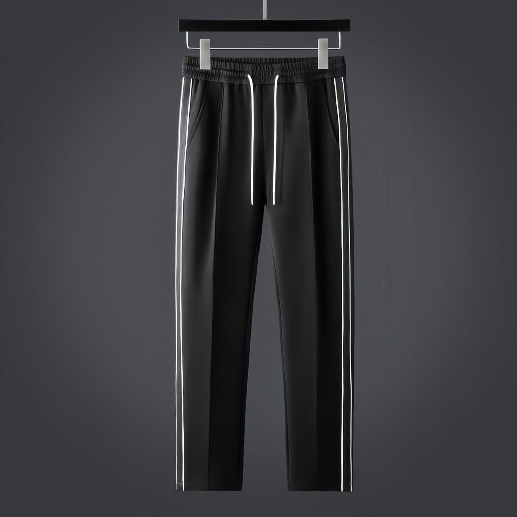 Men's Track Set – Athletic Stripe Flexible Comfort Fit-Men's Tracksuit-Black-M-