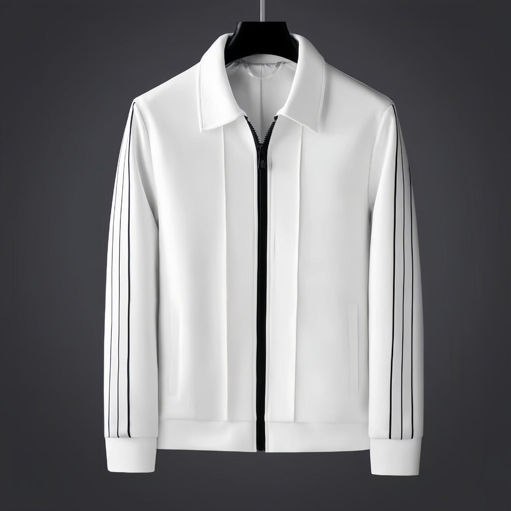 Men's Track Set – Athletic Stripe Flexible Comfort Fit-Men's Tracksuit-White-M-